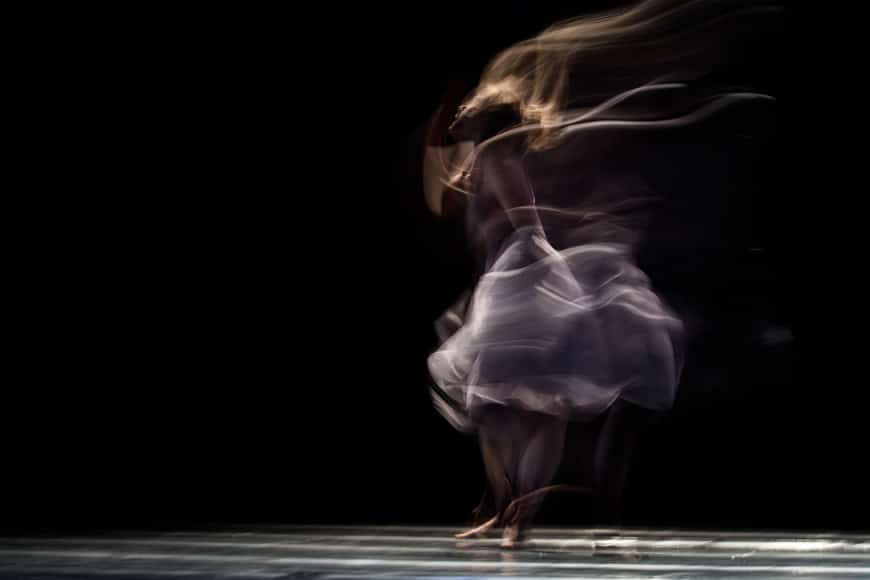 A GIF or series of photos showing the setup for the motion blur shot and the stunning final result.