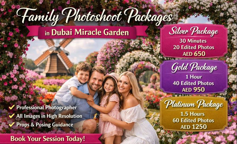 Family Photoshoot Packages in Dubai Miracle Garden